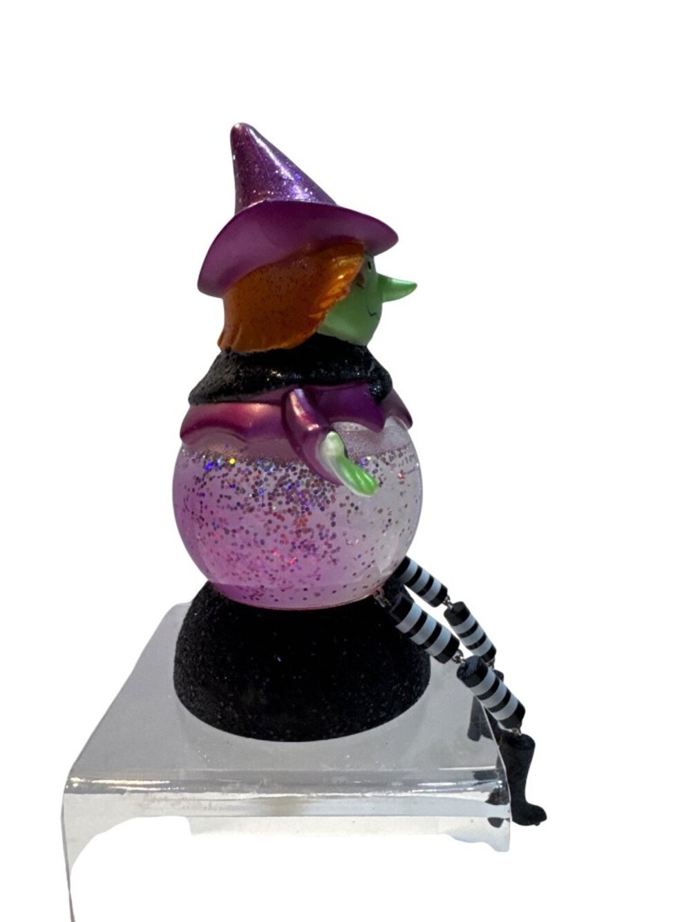 Halloween Witch Light Up Glitter Figurine Animated Battery Operated Decor Purple - Picture 4 of 6